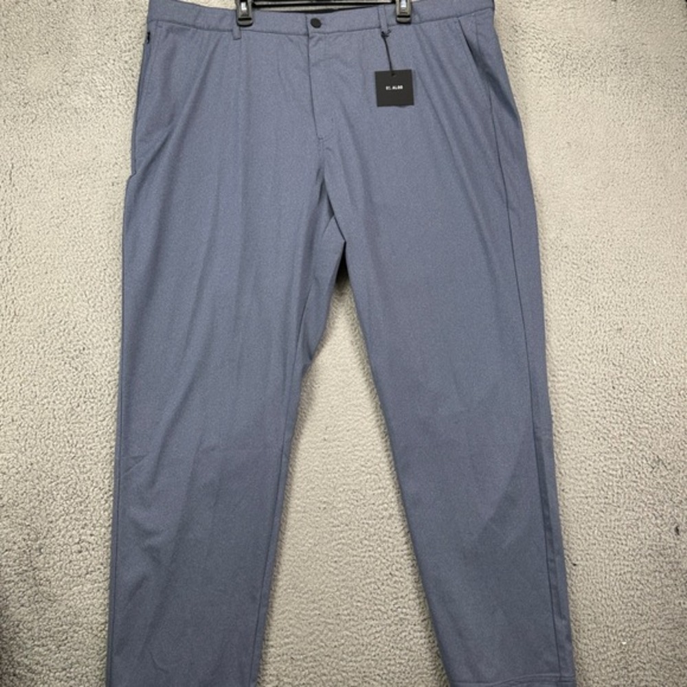01.Algo Mens Chino Golf Pants 42 Blue Performance Tech Flex Stretch Wicking NEW
